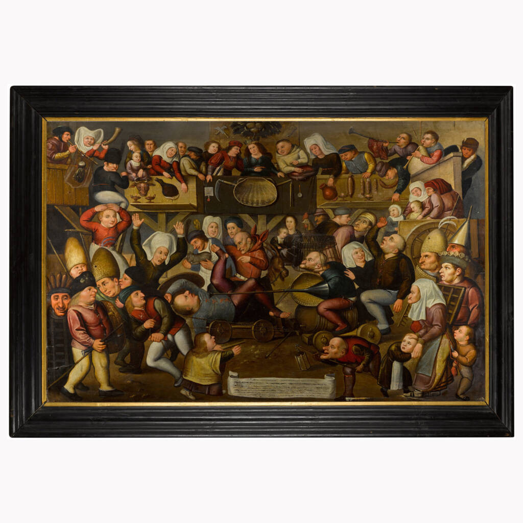 Groupe Verbeeck family (Actif à Malines XVIe siècle), la fête de mariage, huile sur panneau de chêne. D : 110 x 170 cm. Colle. Privée.