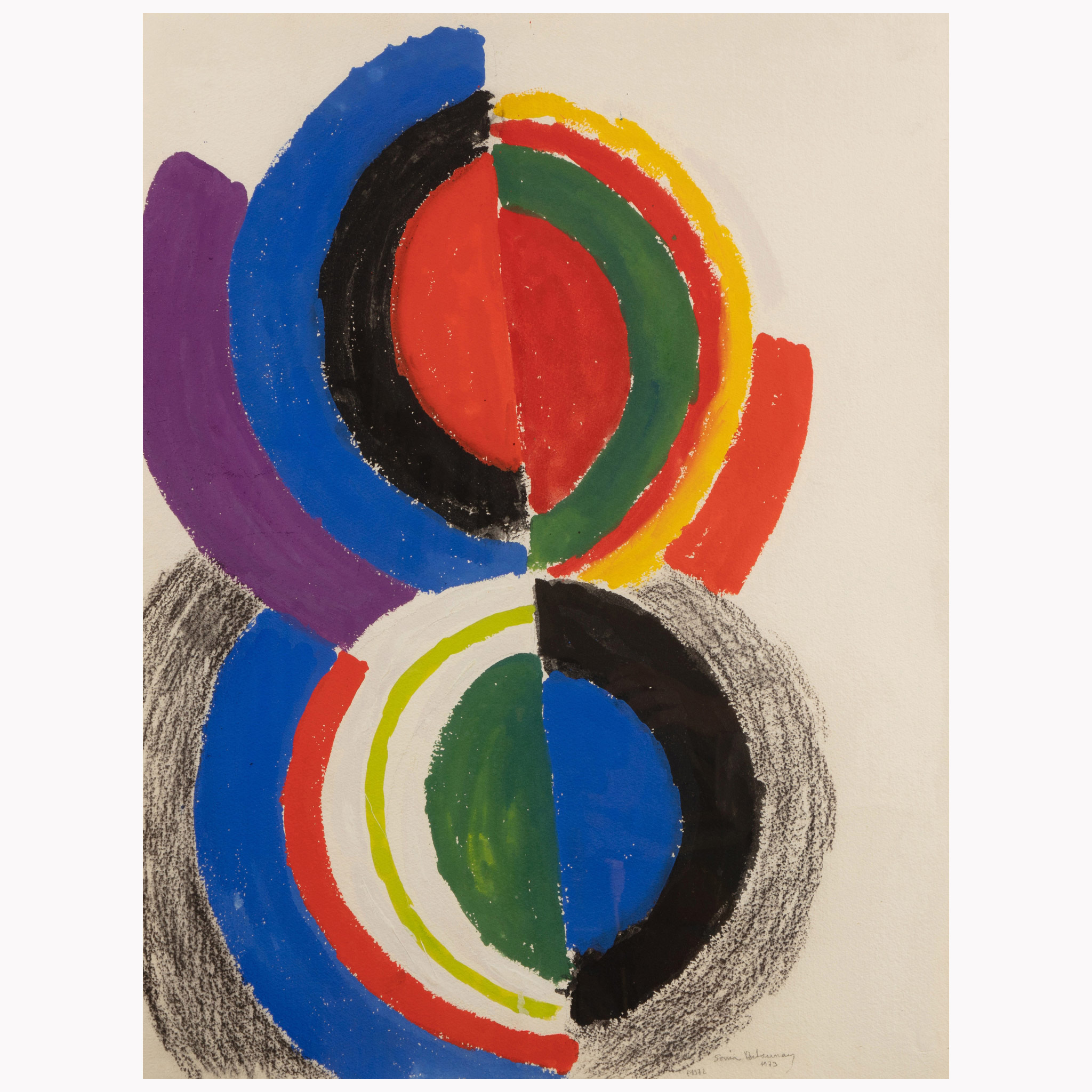 Sonia Delaunay (1885 – 1979), Rythme couleur, 1973, gouache sur papier. D : 76 x 58 cm. Coll Privée.