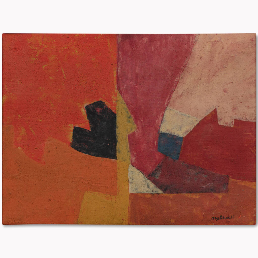 Serge Poliakoff (1900 – 1969), Espace Orange, 1953, huile sur toile. D : 45 x 60 cm. Coll. Privée.