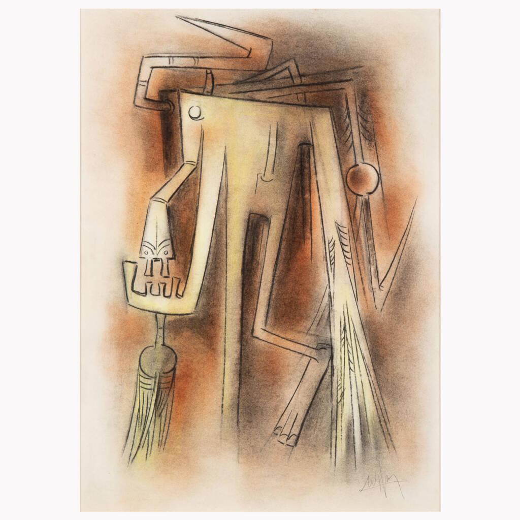 Wifredo Lam (1902-1982), Composition, 1964, fusain et pastel sur papier, D :70 x 50,2 cm. Coll. Privée.